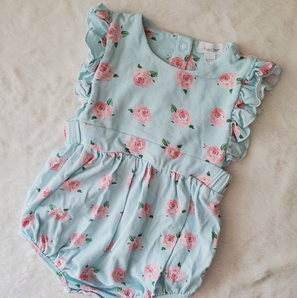 Angel Dear Petite Rose Ruffle Sunsuit - Picture 2 of 11